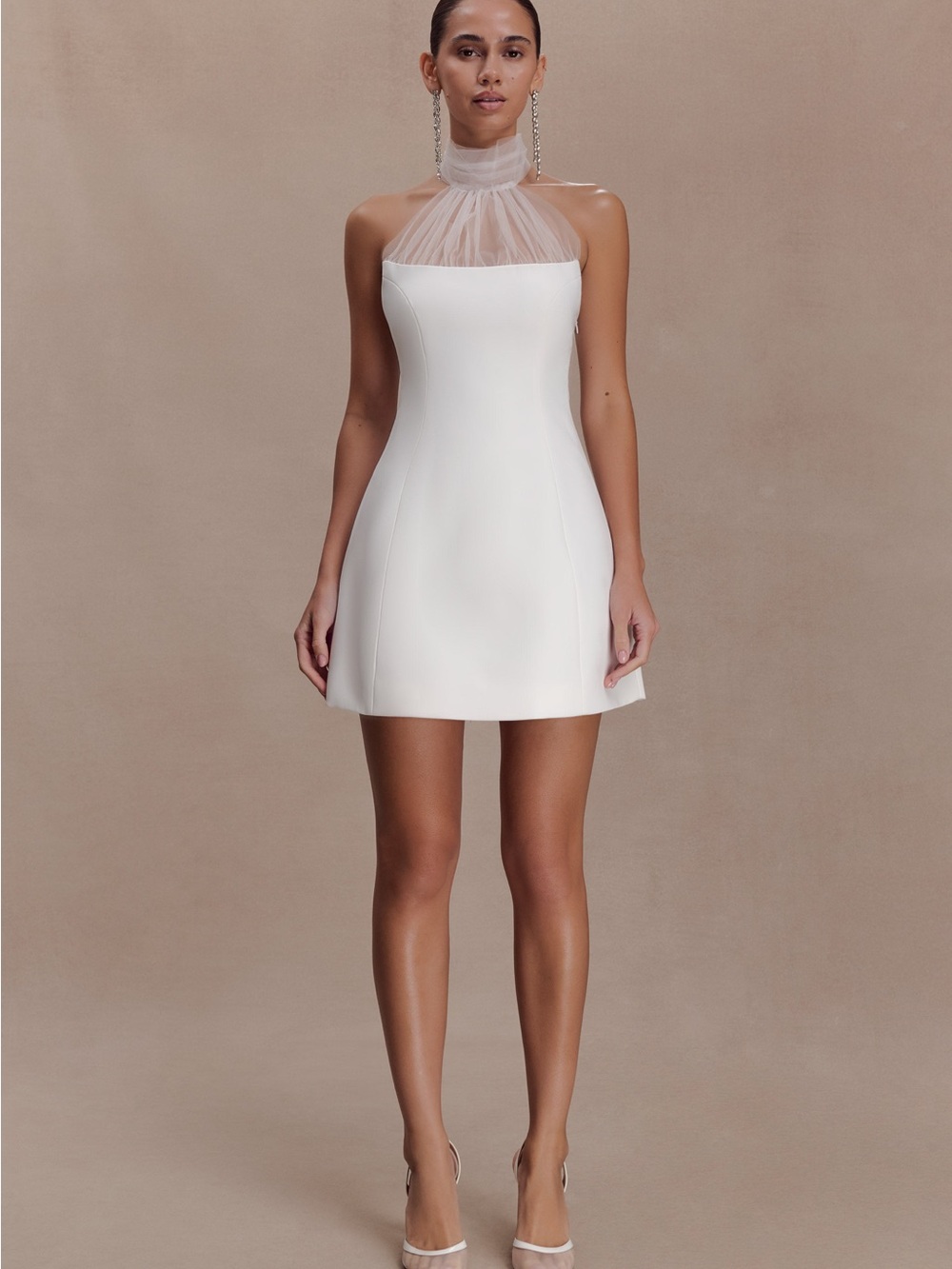 Meshki White Halter Mini Dress